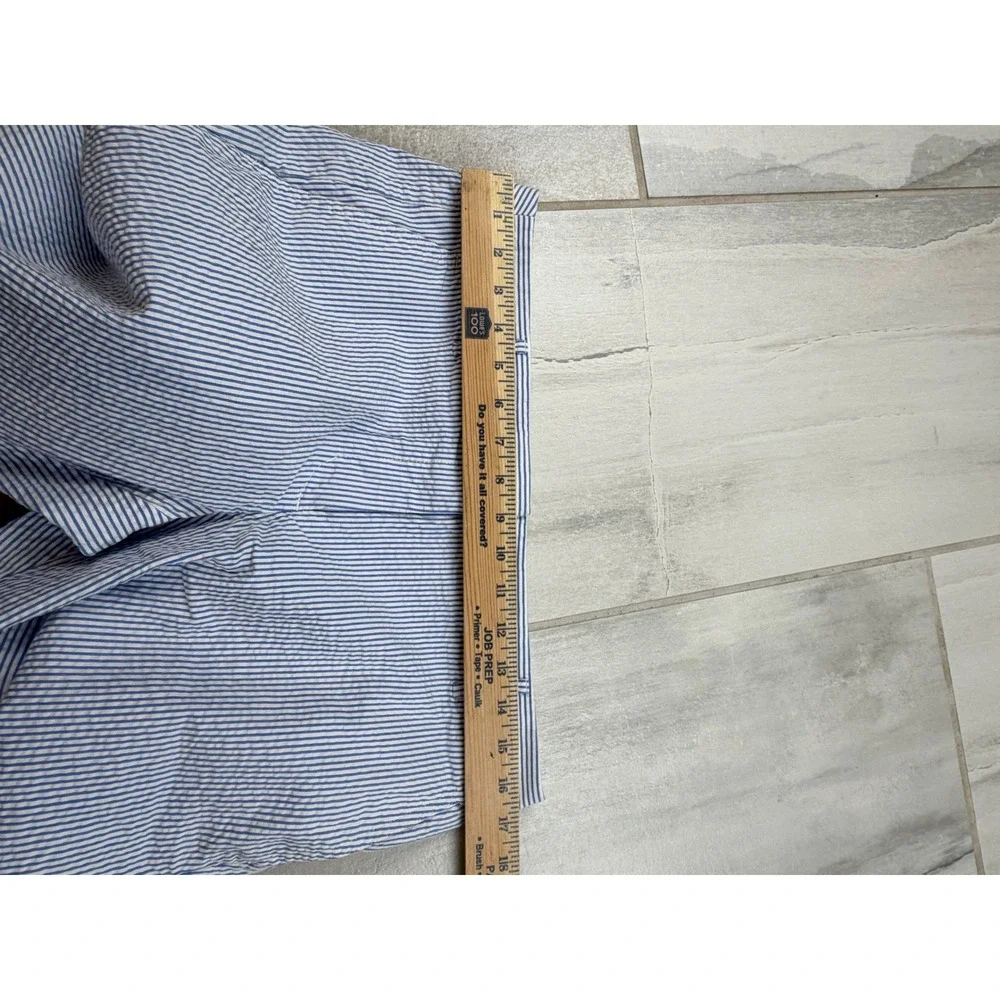 J.Crew Womens‎ Blue White Seersucker Striped Cropped Pants Size 10 F1428 Preppy